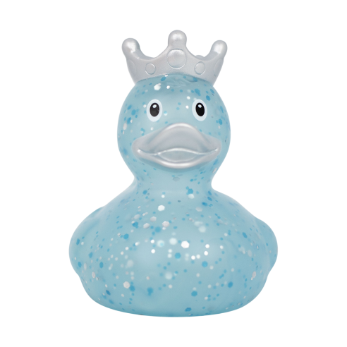 ▷ Patito de Goma Glitter Corona Azul | Brillo y Encanto en Azul