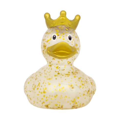 ▷ Patito de Goma Glitter Corona Gold | Glamour Real en Dorado