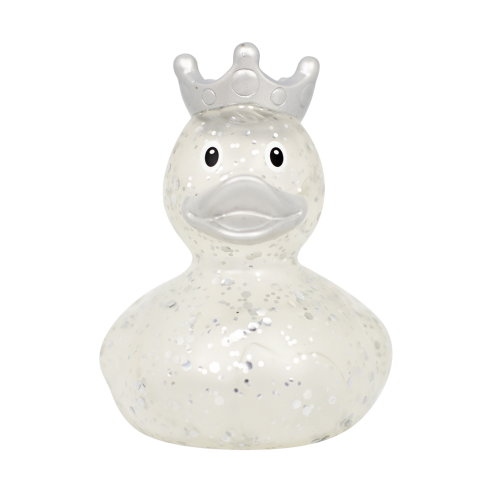 ▷ Patito de Goma Glitter Corona Silver | Realeza y Brillo para tu Colección