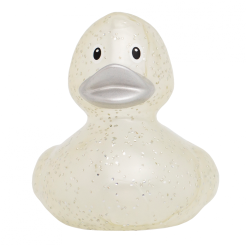 ▷ Pato de Goma Glitter Silver | Elegancia y Brillo en tu Colección