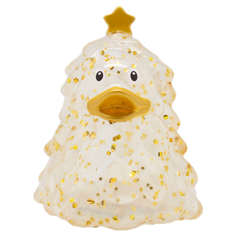 ▷ Patito de Goma Árbol de Navidad Gold Glitter | Navidad Brillante y Elegante