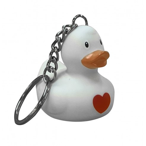▷ Llavero Patito de Goma Corazón Rojo | Amor para Llevar