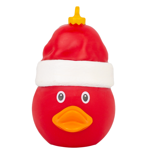 PATO DE GOMA BOLA CON GORRO PAPA NOEL