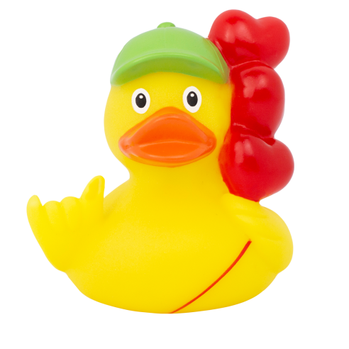 PATO DE GOMA CON GLOBOS