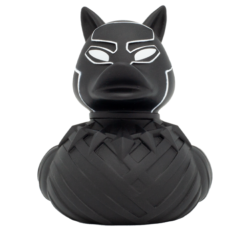 Pato de goma Black Puma, con diseño en negro y detalles blancos.
